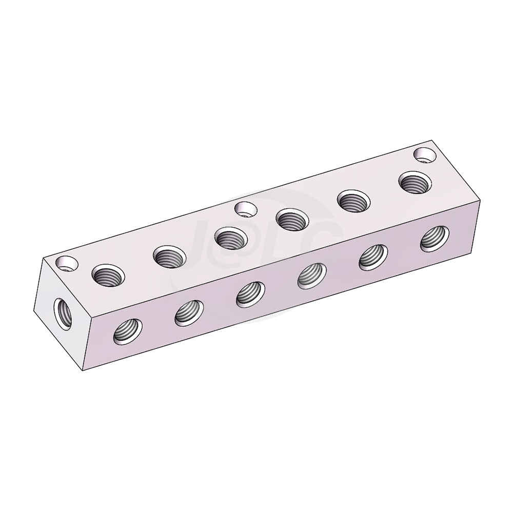 Connection block air pressure T-shaped Side through holes Fixed hole ...